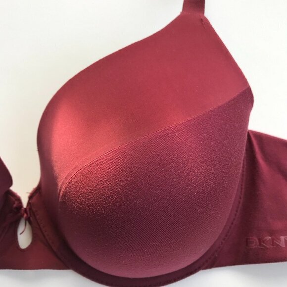 DKNY Burgundy Underwire Bra t-shirt bra microfiber light smooth padded cups, 34D - Picture 8 of 15
